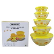 Glass Bowl w/ Yellow Crab Decals- 5 pc Set