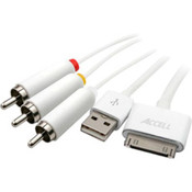 6' iPod&reg;/iPhone&reg;/iPad&reg; Composite AV Cable with USB Sync/Charge