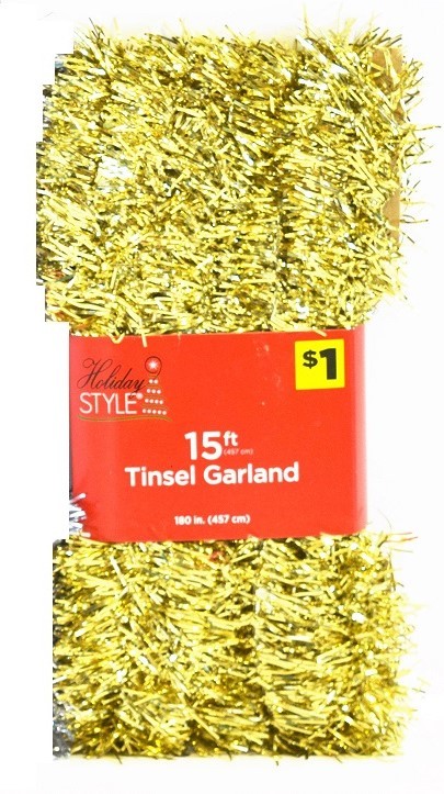 wholesale christmas 15ft gold tinsel garland sku 2283403 wholesale christmas 15ft gold tinsel garland sku 2283403