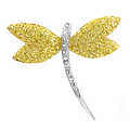 Adsila's Canary and Clear CZ Dragonfly Brooch