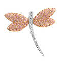 Adsila's Pink and Clear CZ Dragonfly Brooch