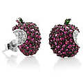 Isabelle's Ruby CZ Apple Earrings - Sterling Silve