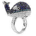 Baby Beluga's Whale Cocktail Ring - Silver Tone