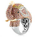 Zoelle's Pink Elephant Cocktail Ring - Silver Tone