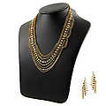 Cath's Rhinestone Necklace &amp; Earrings - Gold