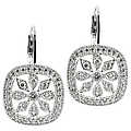 Chervon's Signity CZ Flower Leverback Earrings