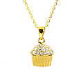 Baker's CZ Pave Cupcake Necklace GoldPlated W/Back