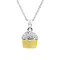 Baker's Two Tone CZ Cupcake Necklace (With Back)