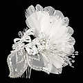 Pia's Rhinestone &amp; Feather Fancy Hair Comb