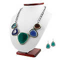 Kit's Faux Quart Jewelry Set - Teal &amp; Blue