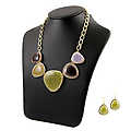 Kit's Faux Quartz Jewelry Set - Green &amp; Purple