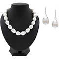Lila's16mm WhiteBaroque Shellpearl JewelrySet-18"