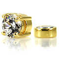 Men's Magnetic Solitaire Stud Earring  -Clear/Gold