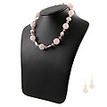 Oree's Pink Coin pearl,crystal&rose Quartzitem-18"