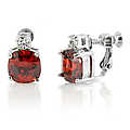 Mirna's Clip/Screw Earrings-Cushion Cut CZ-RubyRed