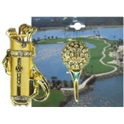 Golf Crystal Brooch Pins