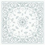 Bandanna, 100% Cotton, White Paisley, Premium, 22 x 22 in.