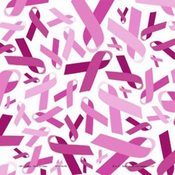 Bandanna, 100% Cotton, Breast Cancer Pink Ribbon, White