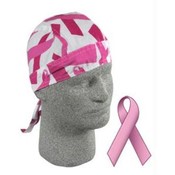 Flydanna&reg;, 100% Cotton, Pink Ribbon, White