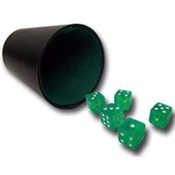 5 Green 16mm Dice with Plastic Dice Cup