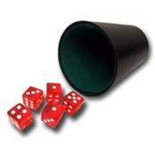 5 Red 16mm Dice with Plastic Dice Cup