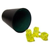 5 Yellow 16mm Dice with Plastic Cup