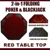 2 in 1 Red Folding Poker &amp; Blackjack Table Top