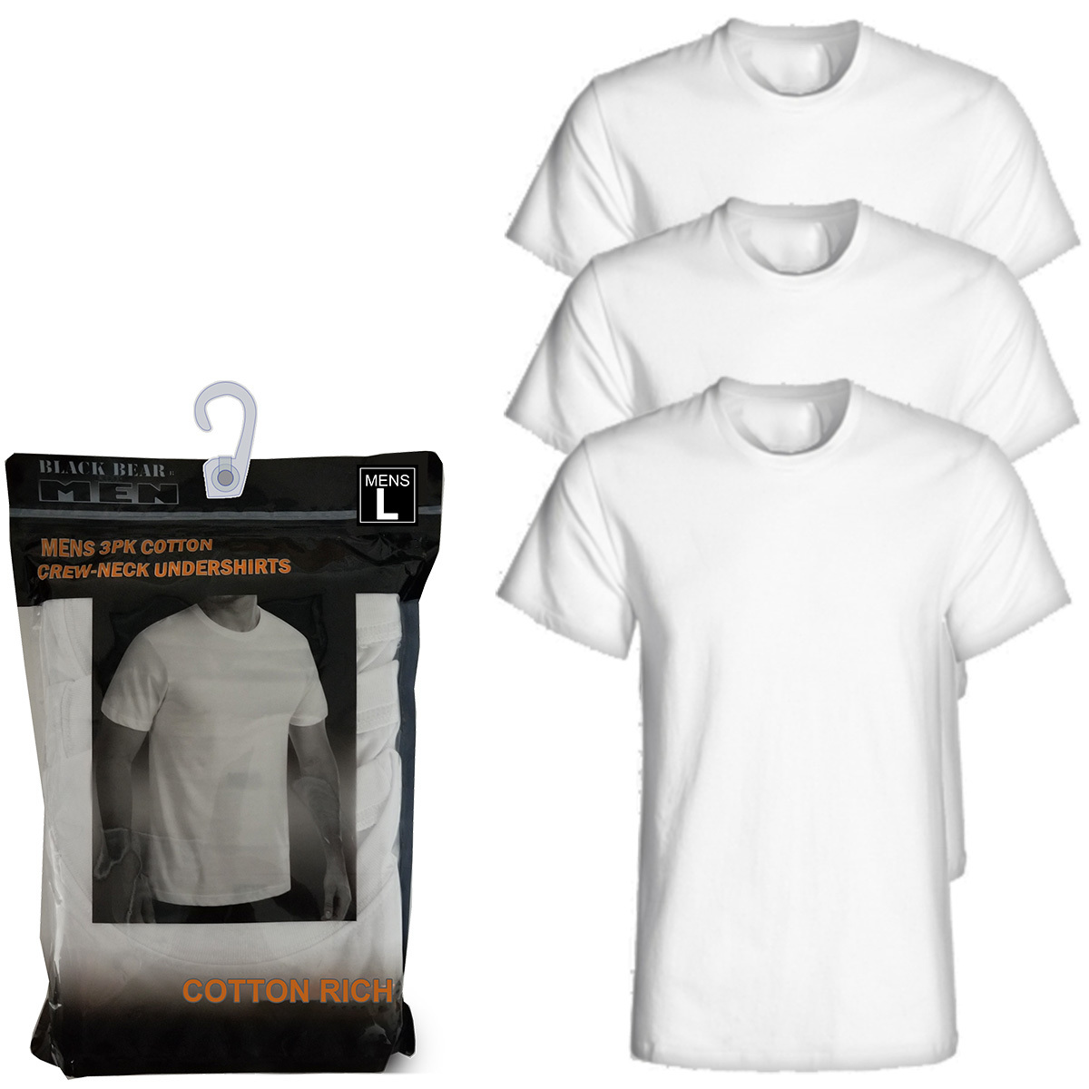 Wholesale Men's White Undershirts Large, 3 Pack DollarDays