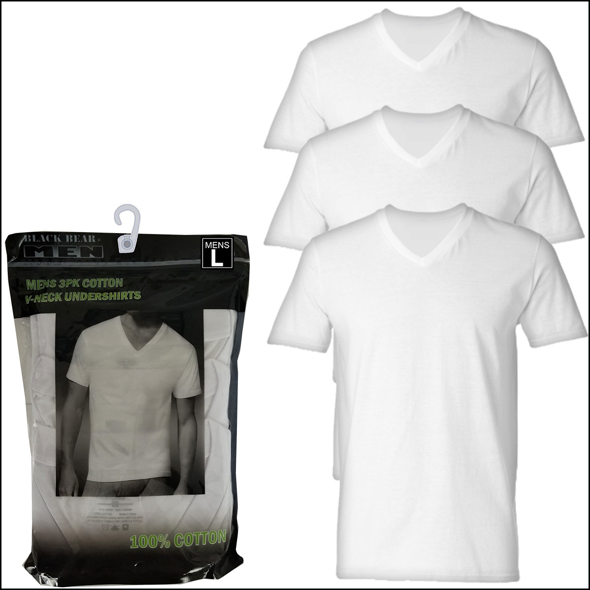 Wholesale Men's VNeck Undershirts White, 3 Pack DollarDays