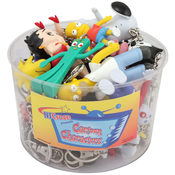 18 Assorted Character Keychains in Tub Display