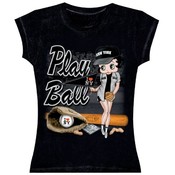 Betty ILNY "Play Ball" - Black Baby Doll T Shirt