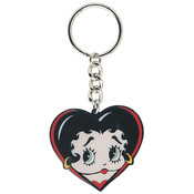 Betty Boop Face In Heart Enamel Keychain