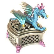 3.5" Tall Blue Pewter Dragon Trinket Box