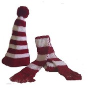 Red &amp; White Hat and Scarf set
