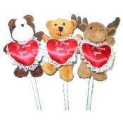 Happy Valentine's Day Plush Animal Pencil Asst.