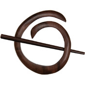 Spiral Shawl Pin, Tiger Ebony