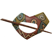 Wood Shawl 4-Inch by 3-Inch Pin