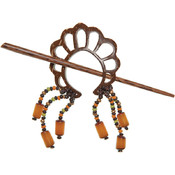 Scrolled Coconut Bead Shawl Pin