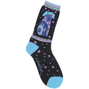 Laurel Burch Socks-Dog And Doggies-Black