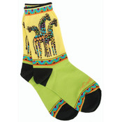 Laurel Burch Socks-Giraffes -Yellow/Green