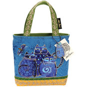 Medium Tote W/Zipper 10"X3"X8-1/2"-Indigo Cat