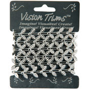 Geinuine Rhinestone Trim Leaf 36"-Silver