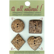 Handmade Coconut Button-Natural - Assorted Shapes