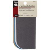 Iron-On Twill Patches 5"X5" 4/Pkg-Light Assortment