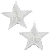 Iron-On Appliques-White Stars 2/Pkg