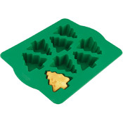 Silicone Cakelet Pan W/Stencil, Holiday Xmas Tree