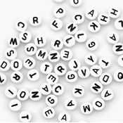 Alphabet Beads, 7mm-White Round