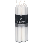 All Purpose Unscented Candles 7" 7/Pkg-White