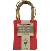 Micro Matte Gift Bags 2"X4"X5-1/8" 5/Pkg-Red