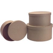 Paper Mache Round Box Set Of 3-9", 7-3/4", 7"